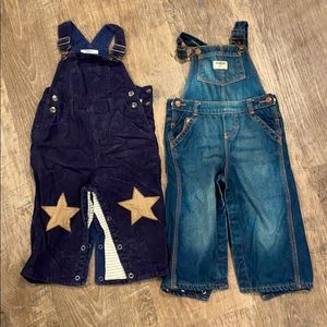 2 pairs overall bibs /baby boden and Oshkosh